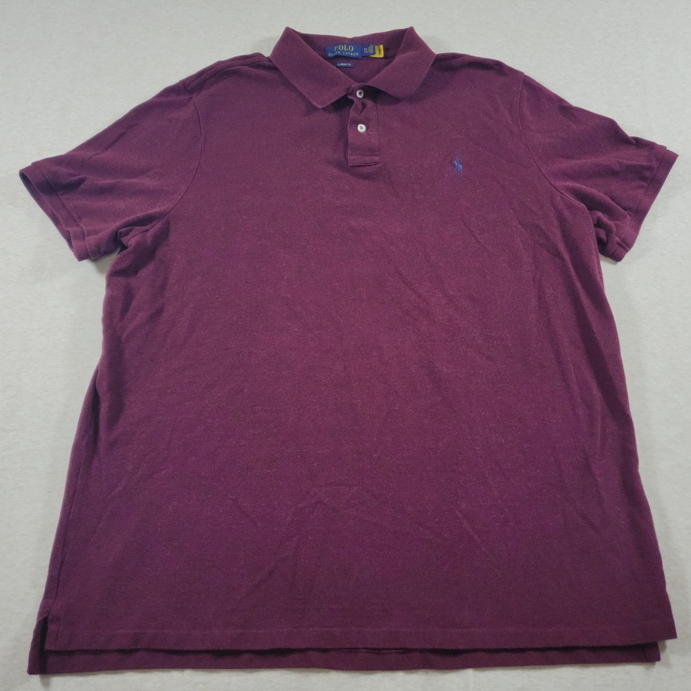 Polo Ralph Lauren Shirt Mens XXL 2XL Burgundy Maroon Cotton Classic Fit Polo